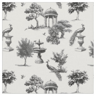 Exotischer Gart-Pfauen-Vögel Toile de Jouy  Stoff