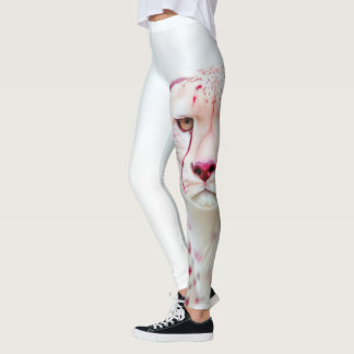 Exotischer König Gepard Weiß & Rosa Flecken Kunst Leggings