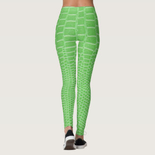 Exotischer Limettengrüner Eidechsenhaut-Look Leggings