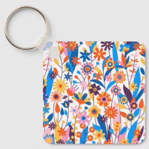 Exotischer mehrfarbiger Blumenhintergrund-32939 Schlüsselanhänger