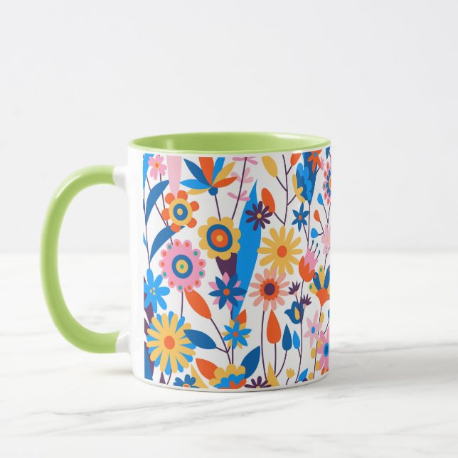 Exotischer mehrfarbiger Blumenhintergrund-32939 Tasse (Links)