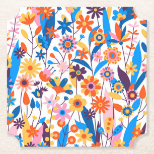 Exotischer mehrfarbiger Blumenhintergrund-32939 Untersetzer