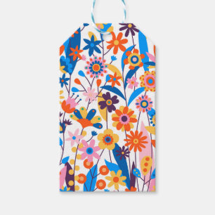 Exotischer mehrfarbiger Blumenhintergrund Geschenkanhänger