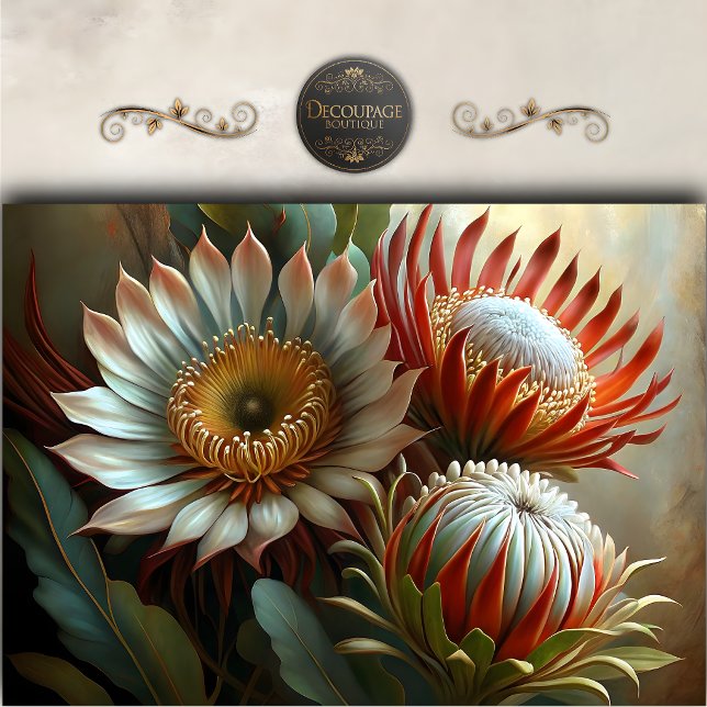 Exotischer Protea-Garten-Dekupage Seidenpapier (Exotic Protea Garden Decoupage Tissue Paper)