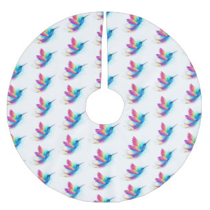 Exotischer Regenbogenkolibri Polyester Weihnachtsbaumdecke