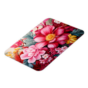 Exotischer rosa tropischer Blumengarten Magnet