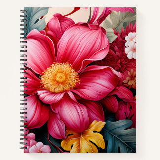 Exotischer rosa tropischer Blumengarten Notizbuch