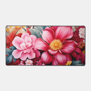 Exotischer rosa tropischer Blumengarten Schreibtischunterlage