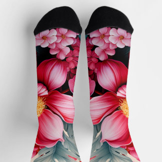 Exotischer rosa tropischer Blumengarten Socken