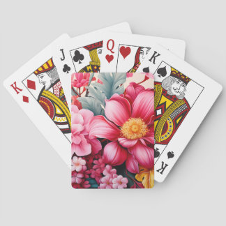 Exotischer rosa tropischer Blumengarten Spielkarten