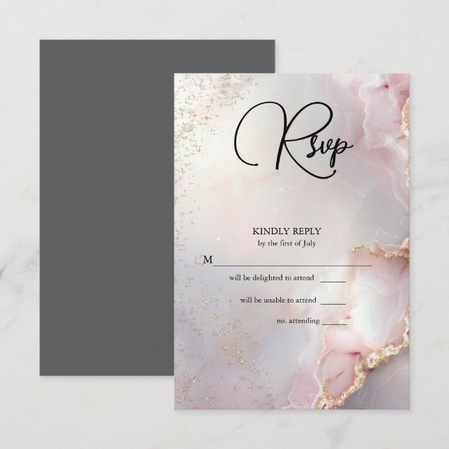 Exotischer Rosé  Marmoropal RSVP Karte (Vorne/Hinten)