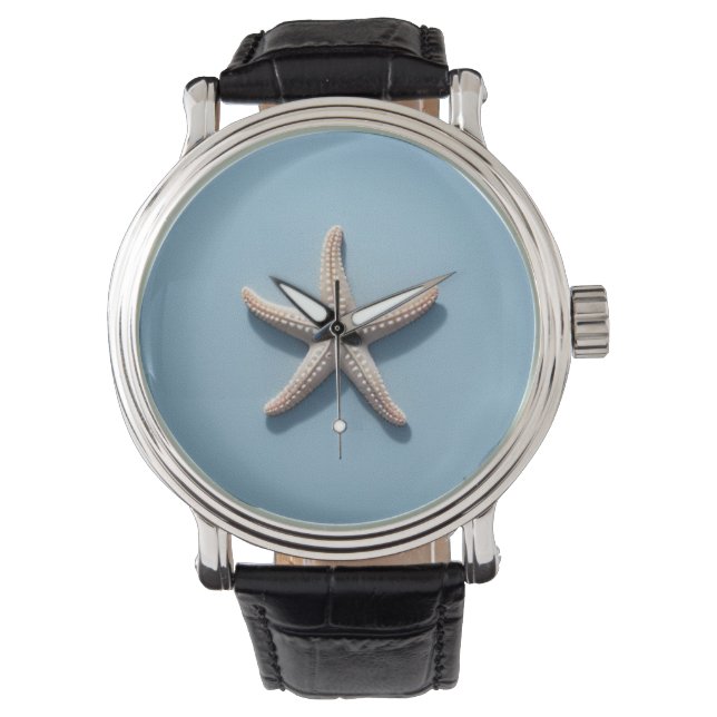 Exotischer Seestern mit blauem Hintergrund Armbanduhr (Vorderseite)