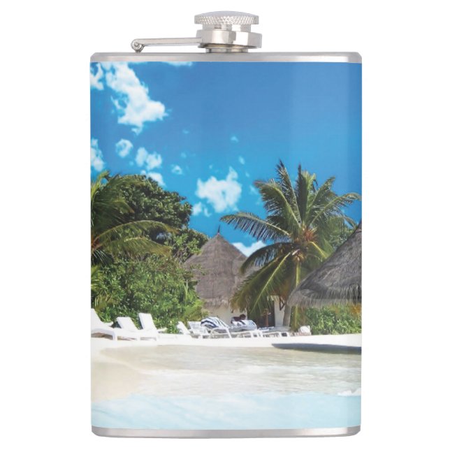 Exotischer Strand Flachmann (Vorderseite)