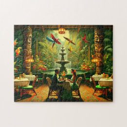 Exotischer Tiki-Raum Tropischer Dschungel-Date-Abe Puzzle