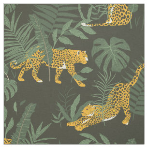 Exotischer Wald Leopard Faux-Tarnung Dunkelgrün Stoff
