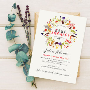 Exotischer Wald-Wildblumen-Kranz Babyparty Einladung