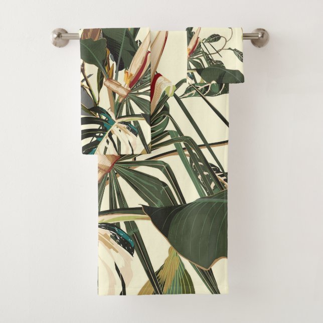 Exotisches abstraktes Dschungelbild. Badhandtuch Set (Insitu)