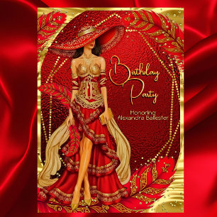 Exotisches atemberaubendes rotes goldenes Kleid Fe Einladung
