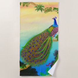 Exotisches blaues Pfau-Badetuch Strandtuch