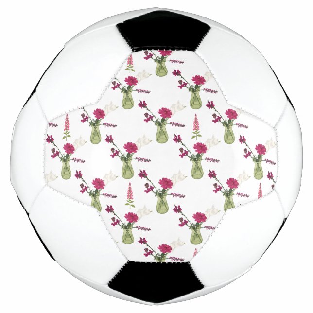 Exotisches Blumenarrangement im Glas Fußball (Vorderseite)