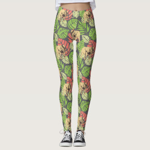 Exotisches Dschungel-Blätter und Elefanten 2 Leggings