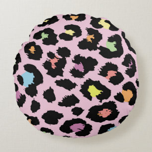 exotisches farbenfrohes wildes Leopardendesign han Rundes Kissen