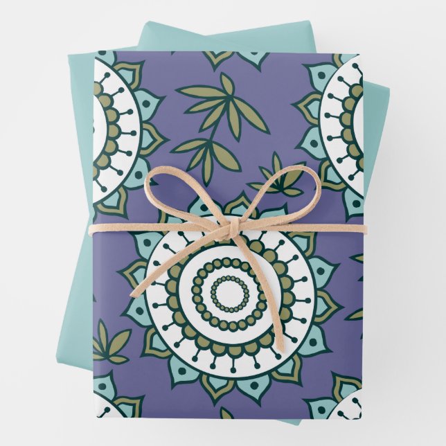 Exotisches, farbiges Mandala-Flachpapier Geschenkpapier Set (Beispiel)