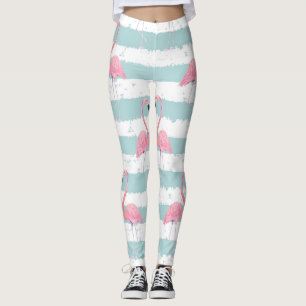 Exotisches Flamingo-Gestreiftes Hintergrundmuster Leggings
