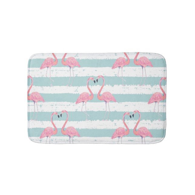 Exotisches Flamingo-Streifenhintergrundmuster Badematte (Vorderseite)