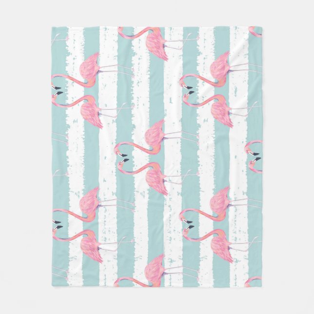 Exotisches Flamingo-Streifenhintergrundmuster Fleecedecke (Vorderseite)