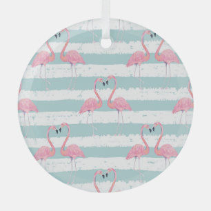 Exotisches Flamingo-Streifenhintergrundmuster Ornament Aus Glas