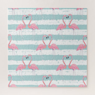 Exotisches Flamingo-Streifenhintergrundmuster Puzzle