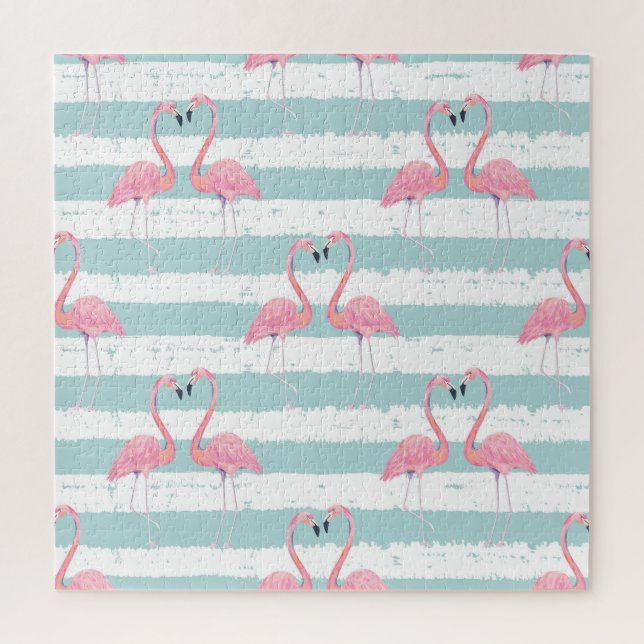 Exotisches Flamingo-Streifenhintergrundmuster Puzzle (Vertikal)