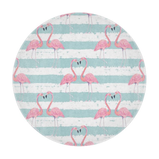 Exotisches Flamingo-Streifenhintergrundmuster Schneidebrett (Vorderseite)