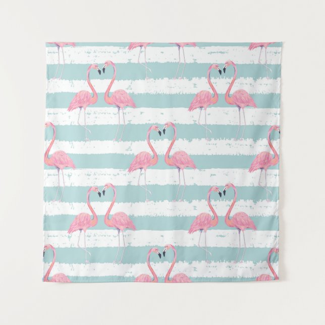 Exotisches Flamingo-Streifenhintergrundmuster Wandteppich (Vorderseite)