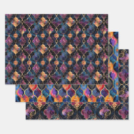 EXOTISCHES GEOMETRISCHES DECOUPAGE DEKORATIVE PAPI GESCHENKPAPIER SET