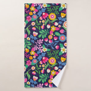 Exotisches handgemaltes Blumenmuster Badehandtuch