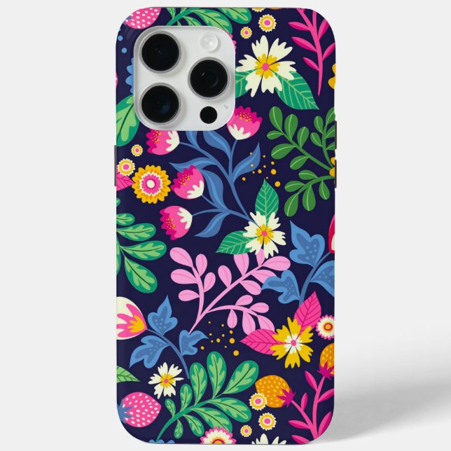 Exotisches handgemaltes Blumenmuster Case-Mate iPhone Hülle (Rückseite)