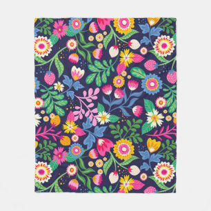 Exotisches handgemaltes Blumenmuster Fleecedecke
