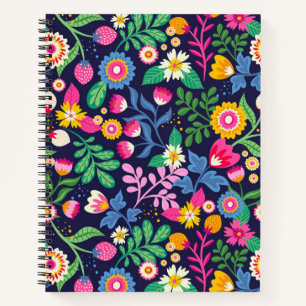 Exotisches handgemaltes Blumenmuster Notizbuch