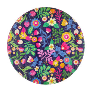 Exotisches handgemaltes Blumenmuster Schneidebrett