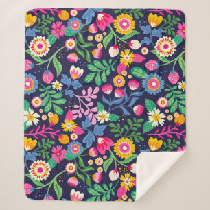 Exotisches handgemaltes Blumenmuster Sherpadecke