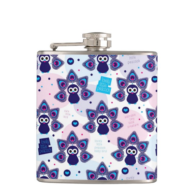 exotisches Indien-Pfaumuster Flachmann (Vorderseite)