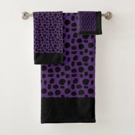 Exotisches Lila Leopard Poly Cotton Bath Handtuch  Badhandtuch Set
