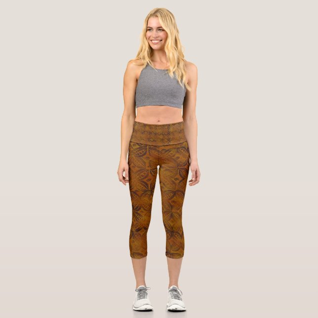 Exotisches Muster auf diesen Kapseln Capri Leggings (Vorderseite)