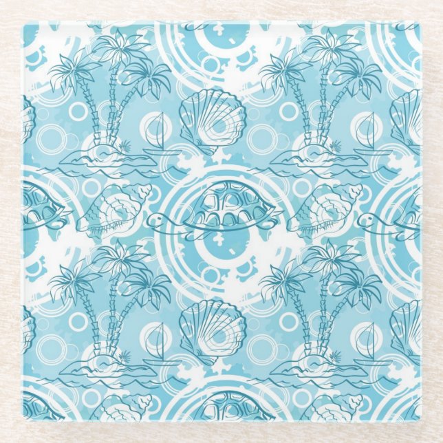 exotisches Ozeanmuster Glasuntersetzer (Vorderseite)