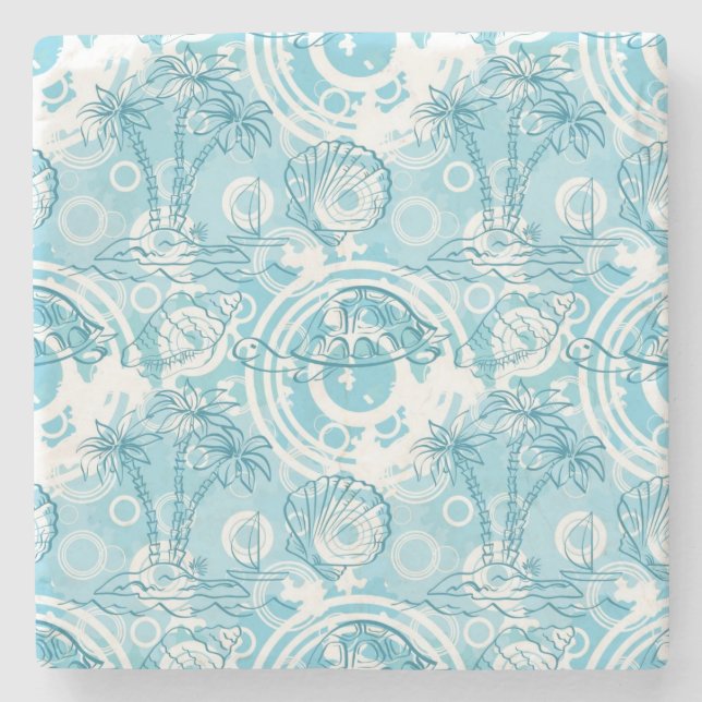 exotisches Ozeanmuster Steinuntersetzer (Vorderseite)