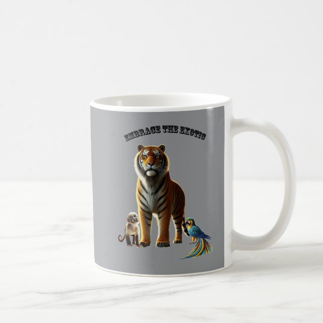 Exotisches Pet Lover mit Tiger, Affen und Macaw UR Kaffeetasse (Rechts)