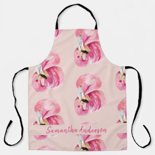 Exotisches rosa Wasserfarben-Flamingo-Muster & Nam Schürze