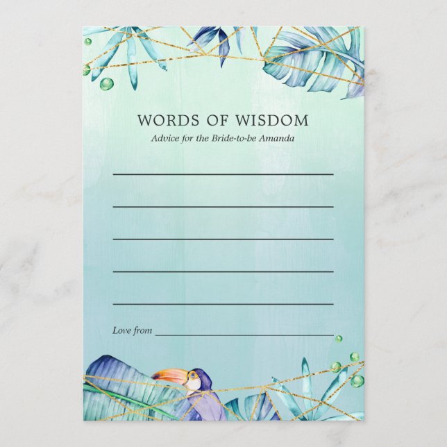 Exotisches tropisches geometrisches Brautparty Hinweiskarte (Vorderseite)